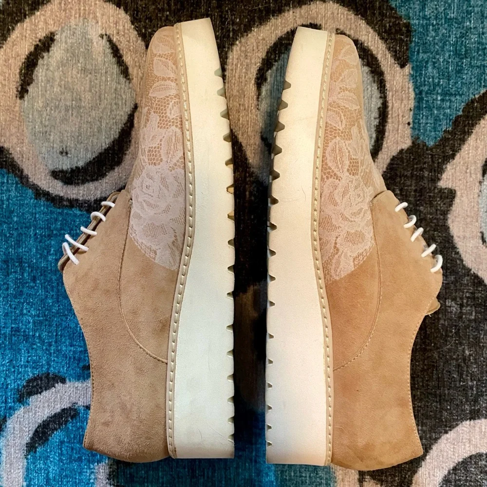 EUC Anthropologie LUCA GROSSI Barclay Platform Oxfords. Tan Suede. Made in Italy